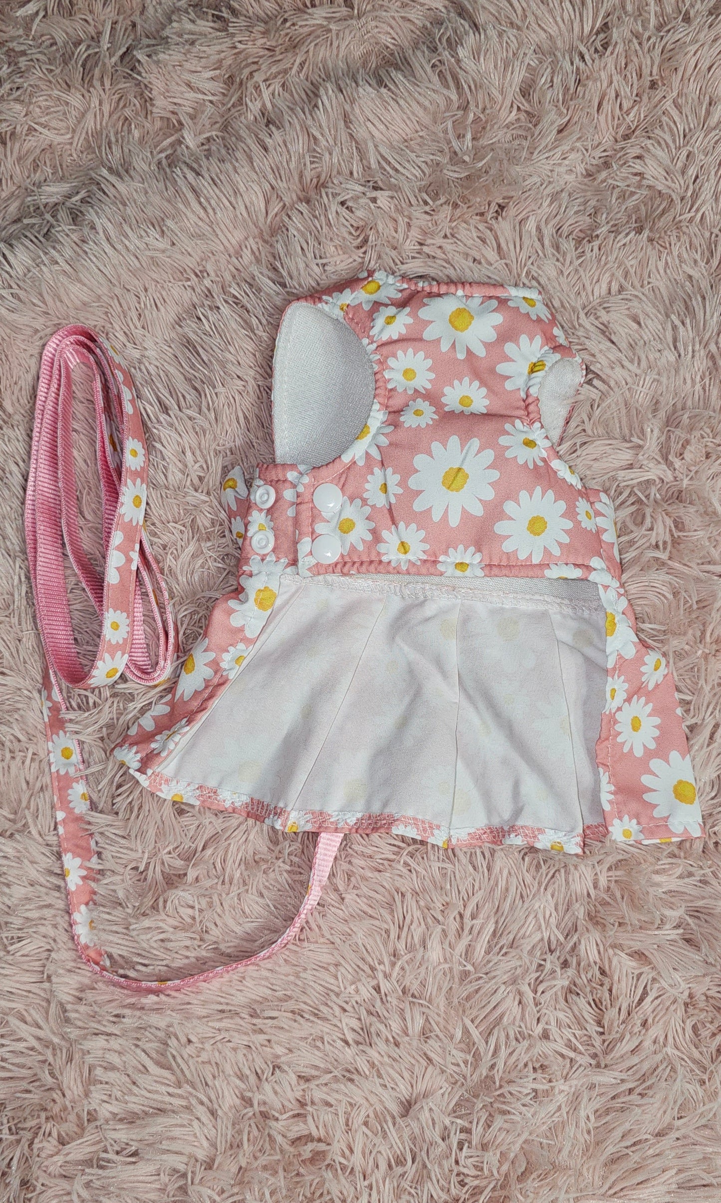 Pink Floral Bow Harness Set