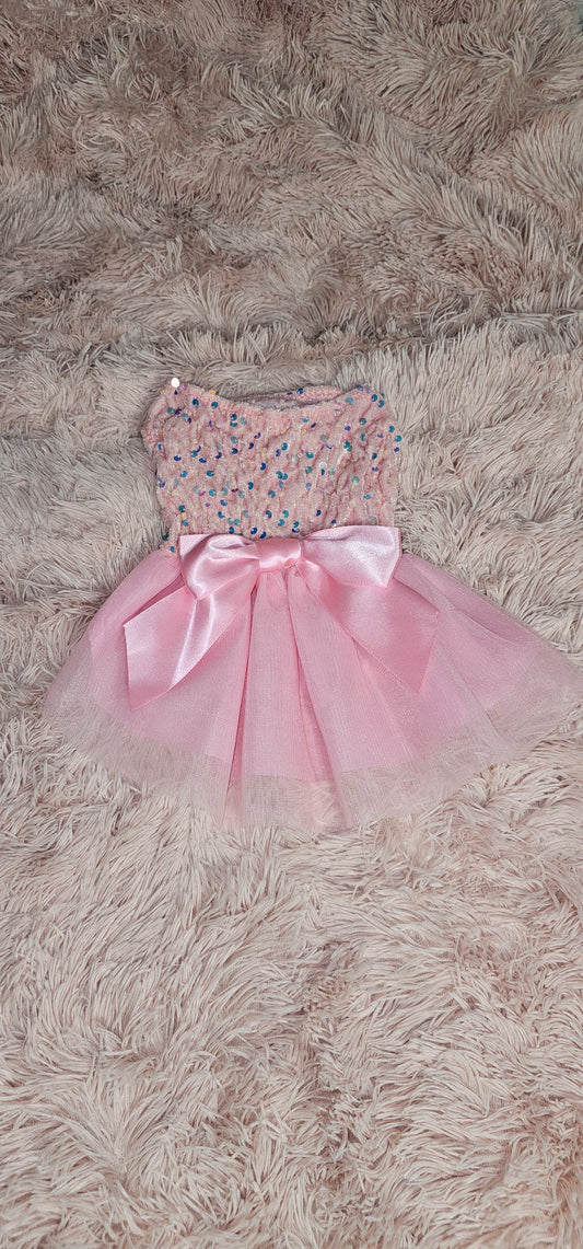Sequin Tull Dress with Bow