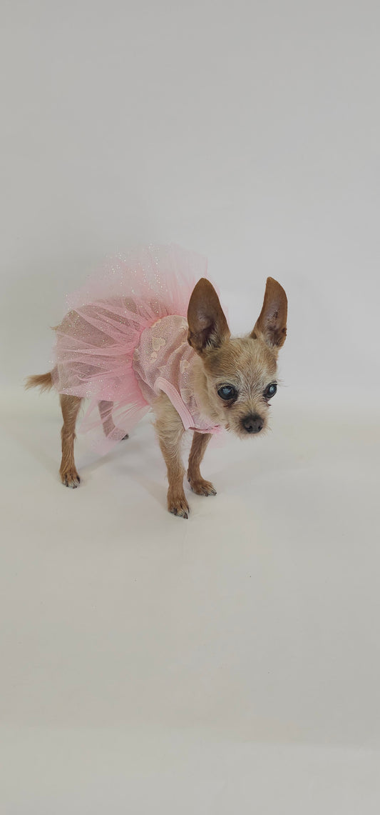 Pink Sparkle Heart Tull Dress